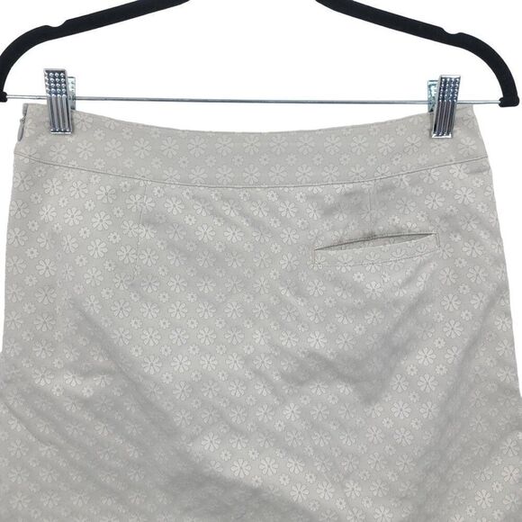 Bugatchi Skirt Skort 4 Silver White Floral Stretch Pockets Athletic Short Lined - Picture 10 of 12